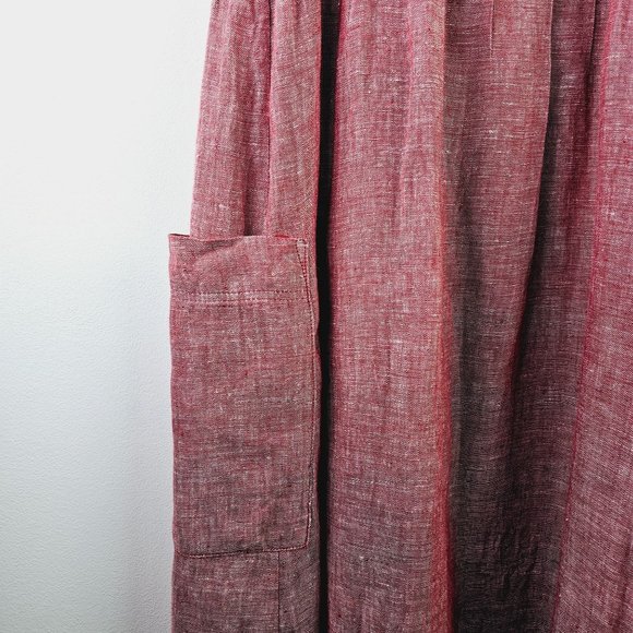 Rachel Zoe Red Linen Apron Style Button Front Dress, NWOT, Sz 8 - Picture 10 of 12
